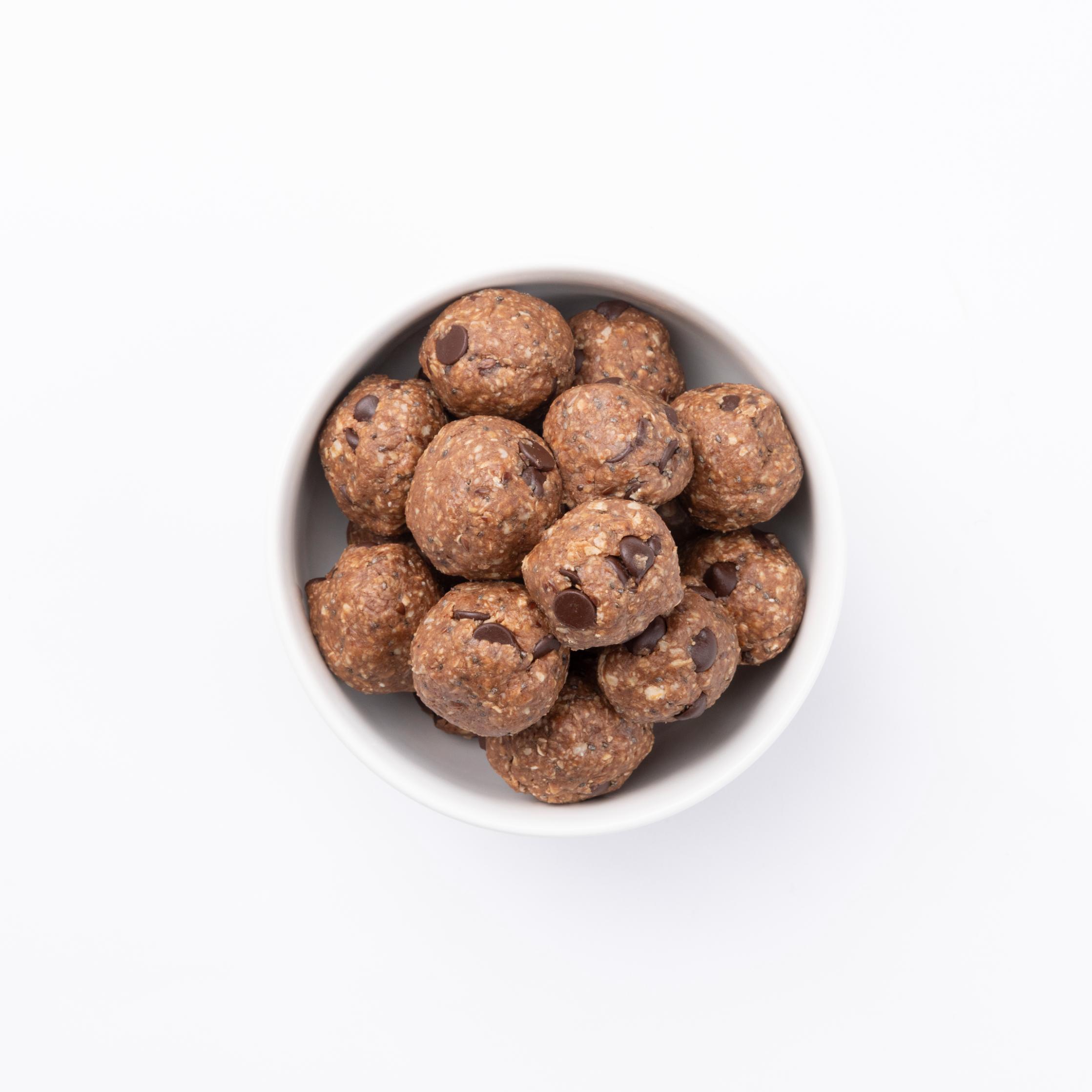 Choco Protein Balls (Quantity 4) chocolate protein, cacao powder, GF oats, agave, almond butter